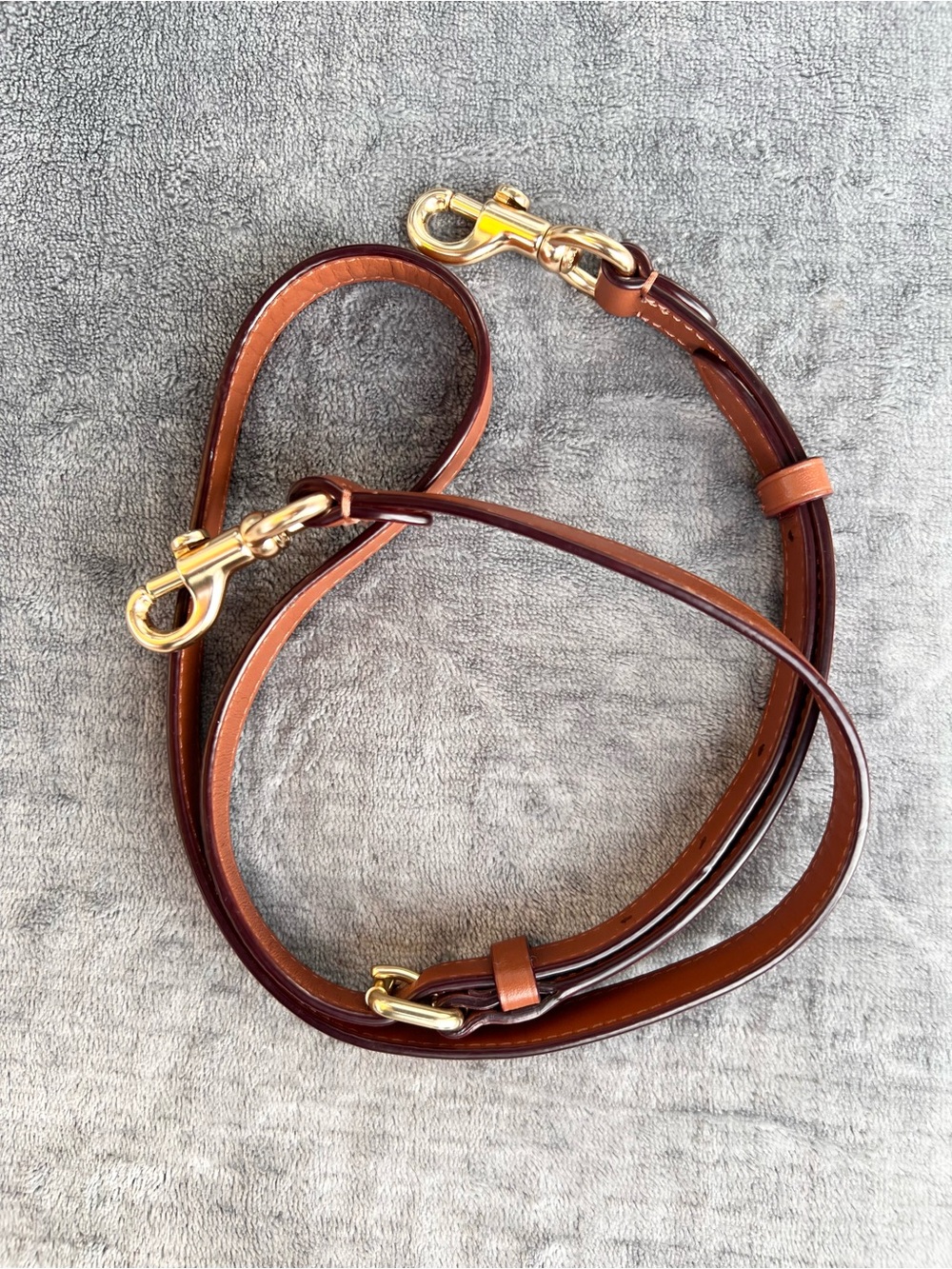 COACH Pebbled Leather Strap Replacement Adjustable Brown Gold Tone Hardware - Picture 10 of 10